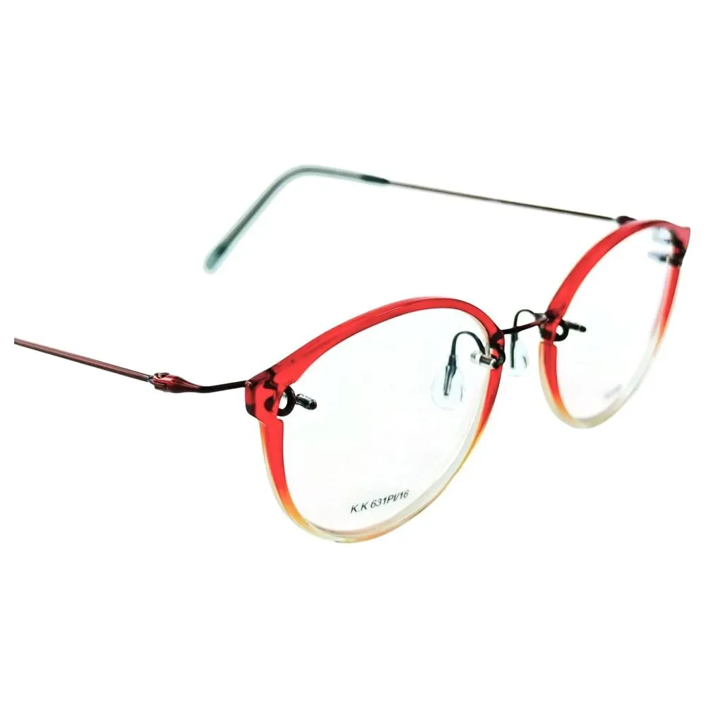 Kazuo Kawasaki MP631PI Womens Plastic  Eyeglass Frame 16 Red Half 48-20 Japan